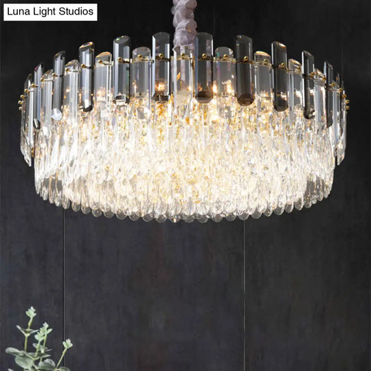 Modern Crystal Circular Living Room Pendant Chandelier - 5/12/18-Light Gold Hanging Light