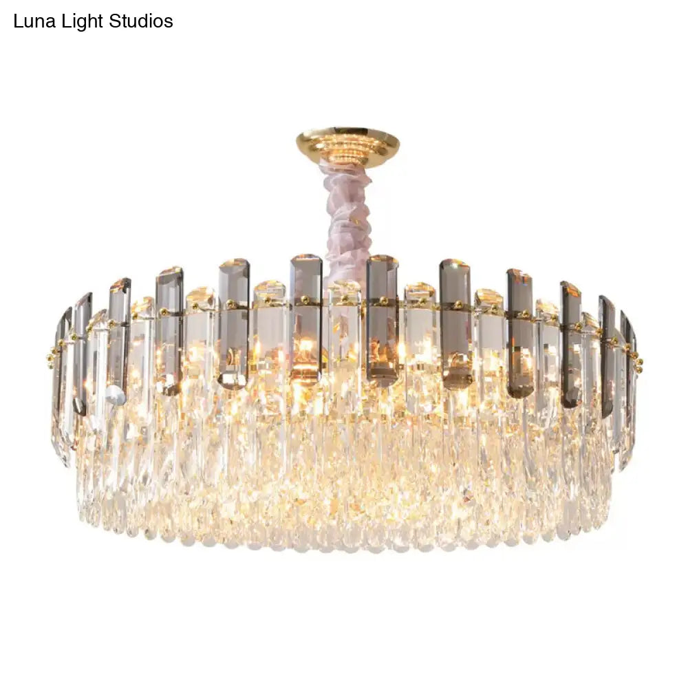 Modern Crystal Circular Living Room Pendant Chandelier - 5/12/18-Light Gold Hanging Light