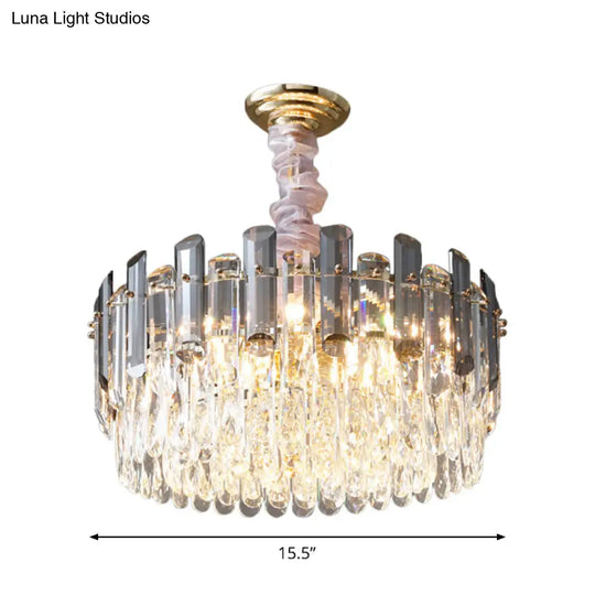 Contemporary Crystal Pendant Chandelier - Circular Living Room Gold Lighting (5/12/18 Lights)