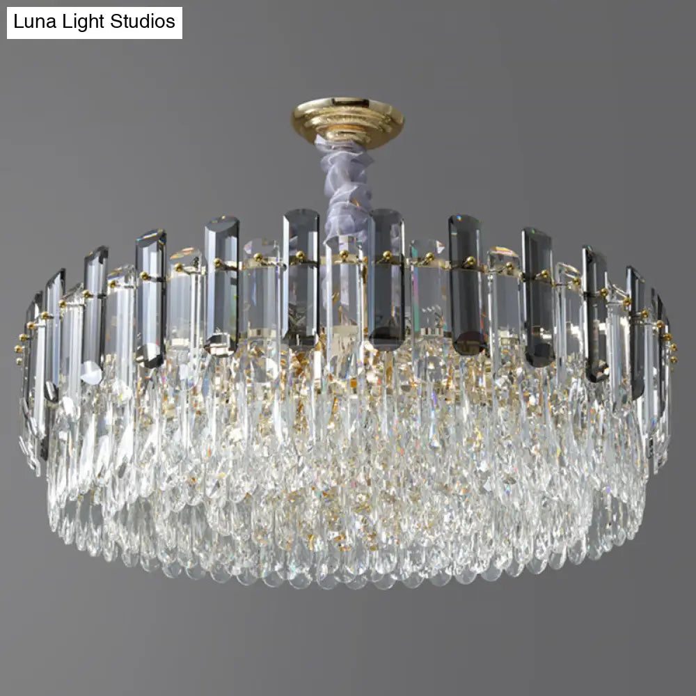 Modern Crystal Circular Living Room Pendant Chandelier - 5/12/18-Light Gold Hanging Light