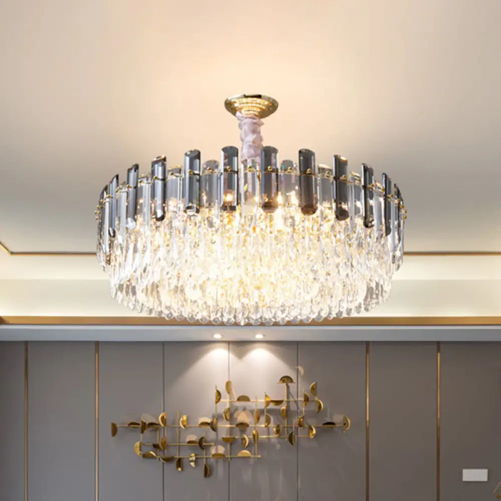 Modern Crystal Circular Living Room Pendant Chandelier - 5/12/18-Light Gold Hanging Light 9 /