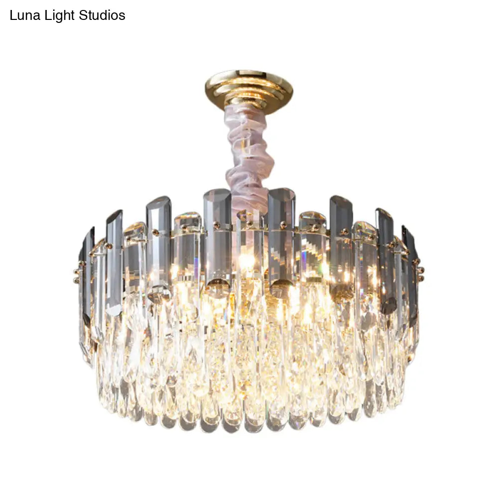 Contemporary Crystal Pendant Chandelier - Circular Living Room Gold Lighting (5/12/18 Lights) 5 /