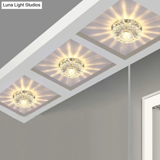 Modern Crystal Clear Flower Shade Led Flush Mount Ceiling Light For Corridor - Stylish & Efficient /