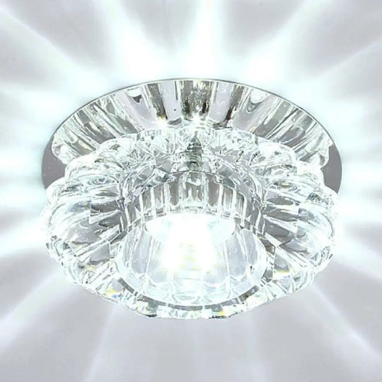 Modern Crystal Clear Flower Shade Led Flush Mount Ceiling Light For Corridor - Stylish & Efficient