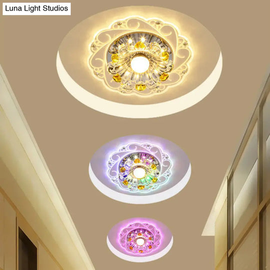 Modern Crystal Clear Led Flush Ceiling Light For Hallway - Blossom Fixture