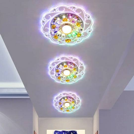 Modern Crystal Clear Led Flush Ceiling Light For Hallway - Blossom Fixture / 3W Fourth Gear