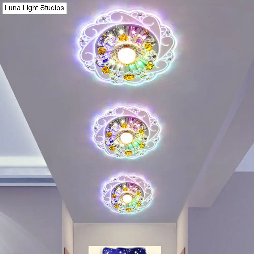 Modern Crystal Clear Led Flush Ceiling Light For Hallway - Blossom Fixture / 3W Fourth Gear