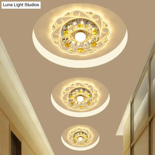 Modern Crystal Clear Led Flush Ceiling Light For Hallway - Blossom Fixture / 3W Warm