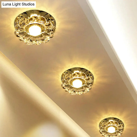 Modern Crystal Clear Led Flush Mount Light For Hallways And Corridors / Warm