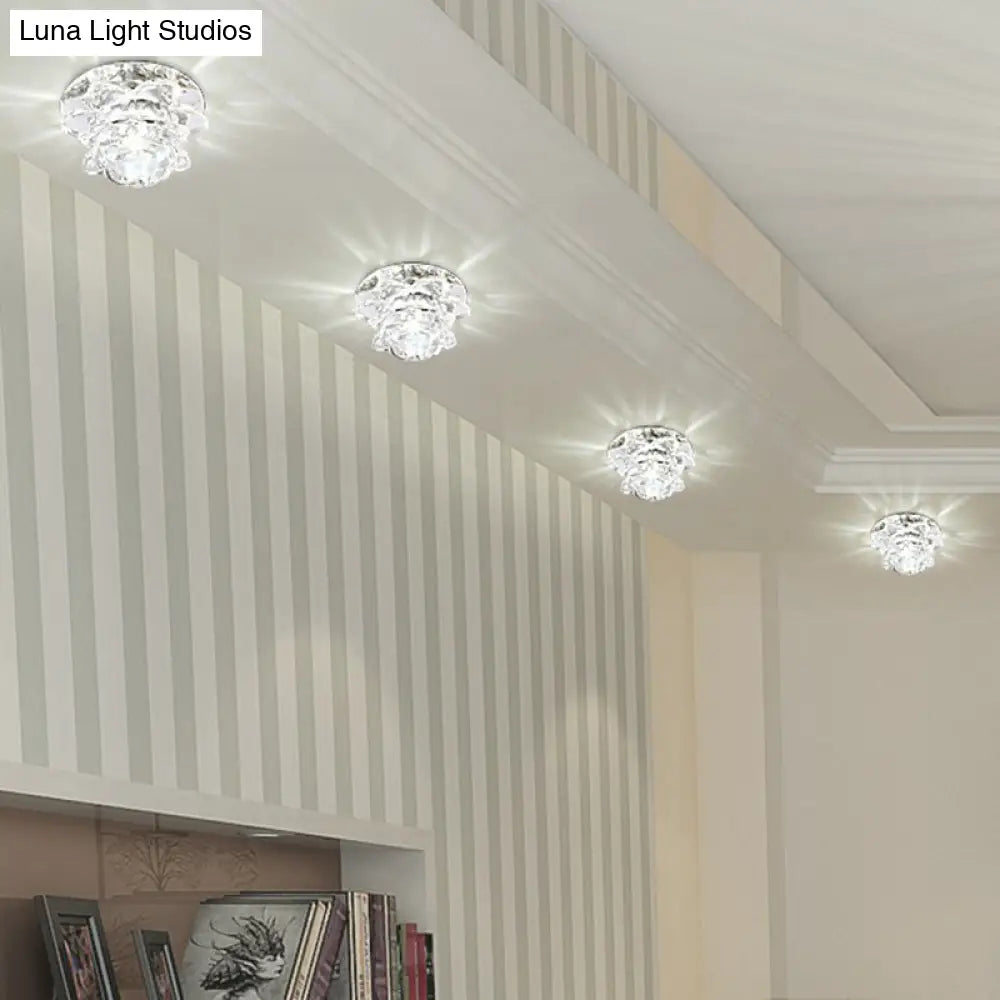 Modern Crystal Clear Led Flushmount Ceiling Light For Living Room