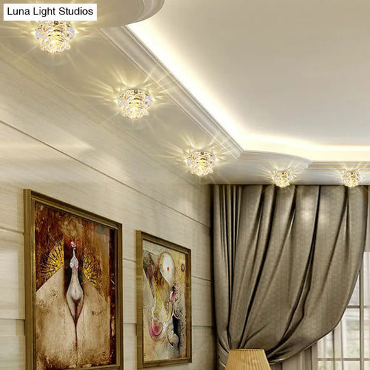 Modern Crystal Clear Led Flushmount Ceiling Light For Living Room