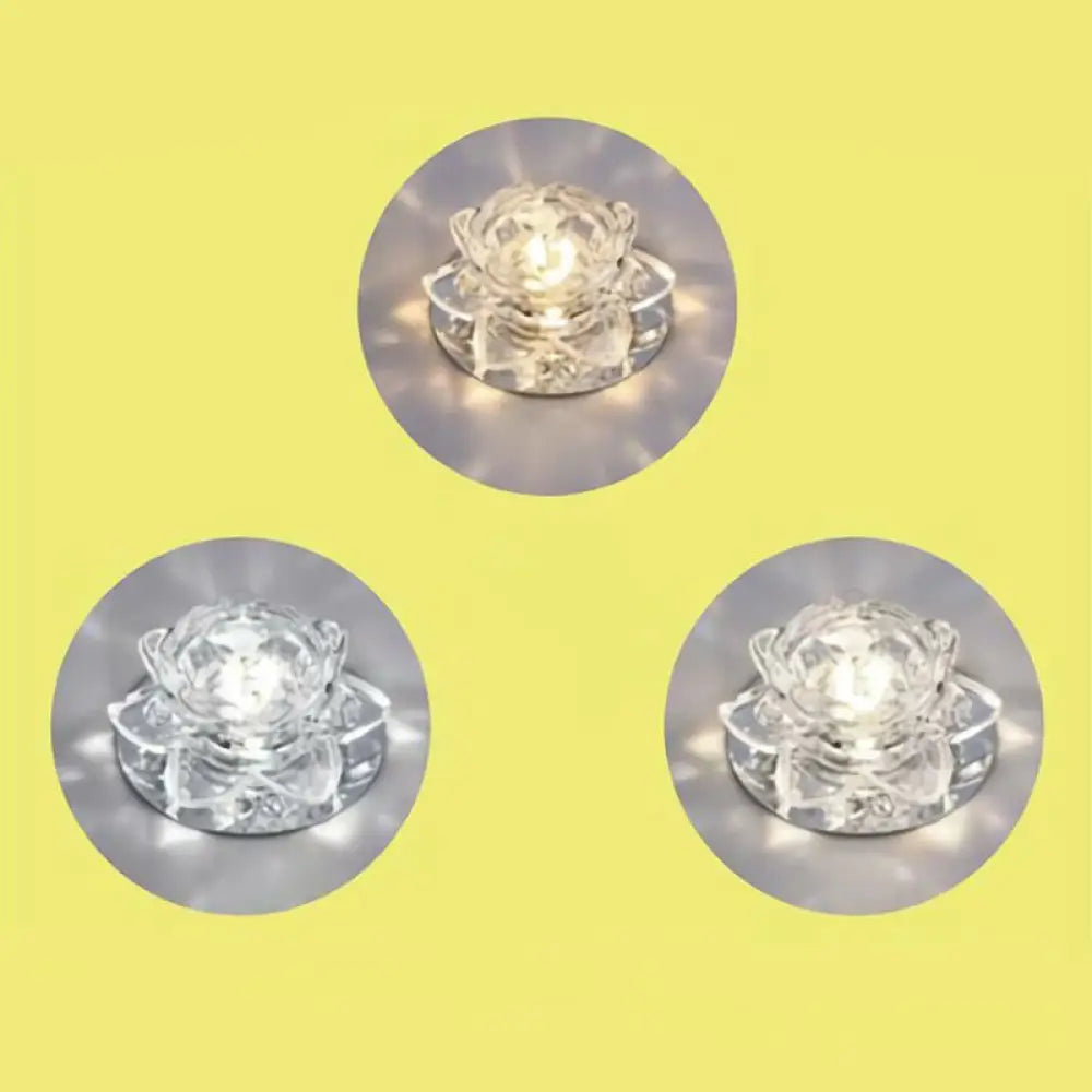 Modern Crystal Clear Led Flushmount Ceiling Light For Living Room / 3W Third Gear