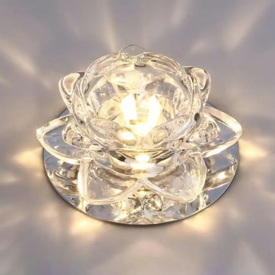 Modern Crystal Clear Led Flushmount Ceiling Light For Living Room / 3W Warm