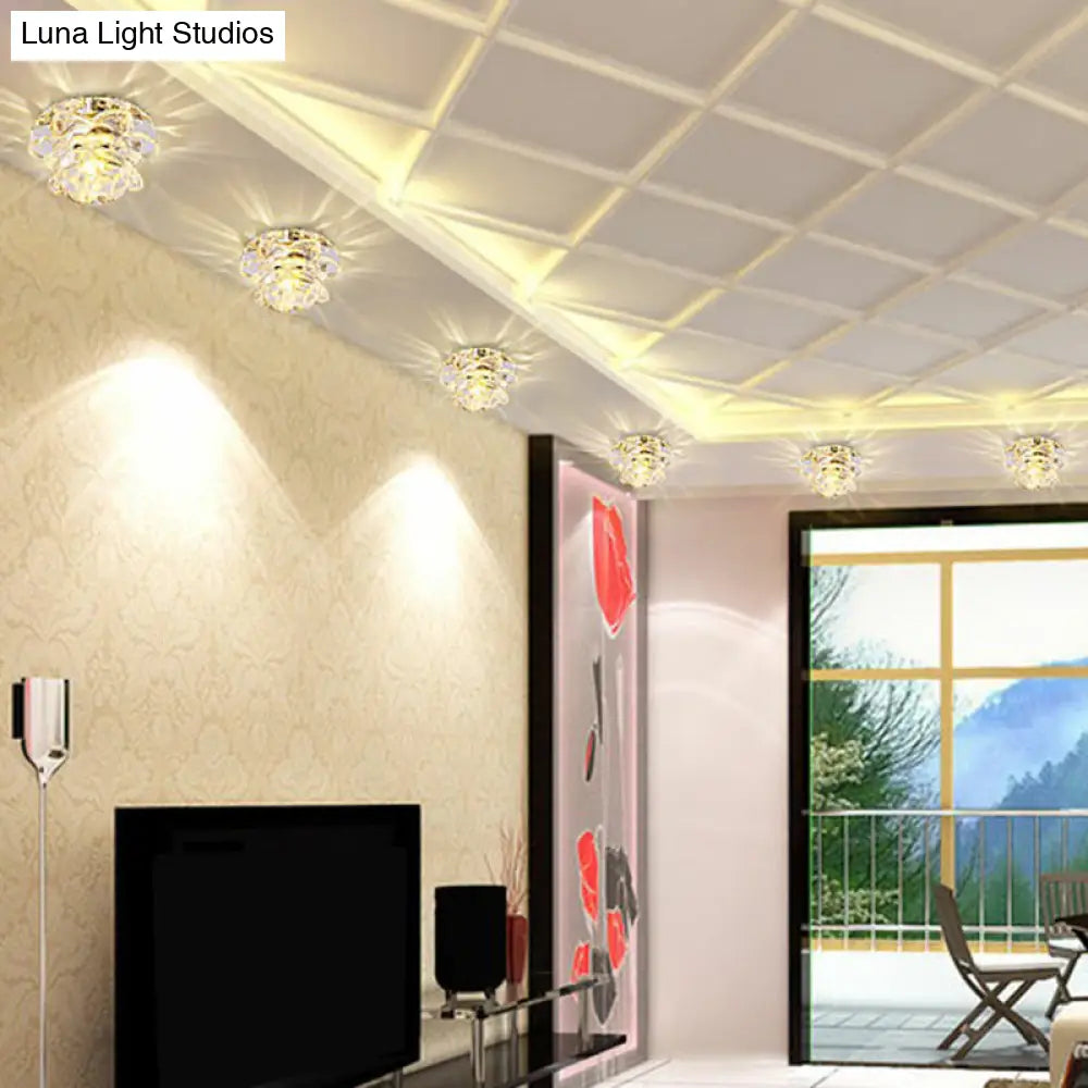 Modern Crystal Clear Led Flushmount Ceiling Light For Living Room