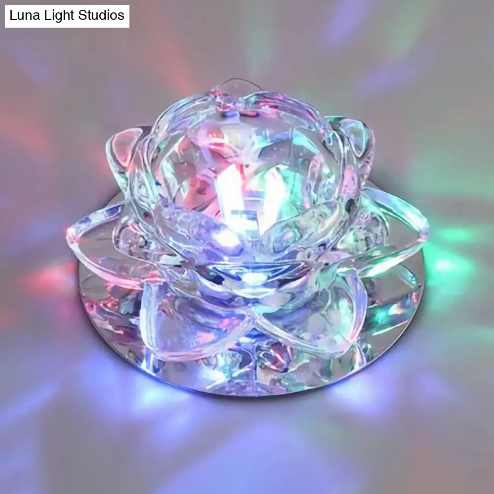 Modern Crystal Clear Led Flushmount Ceiling Light For Living Room / 3W Multi Color