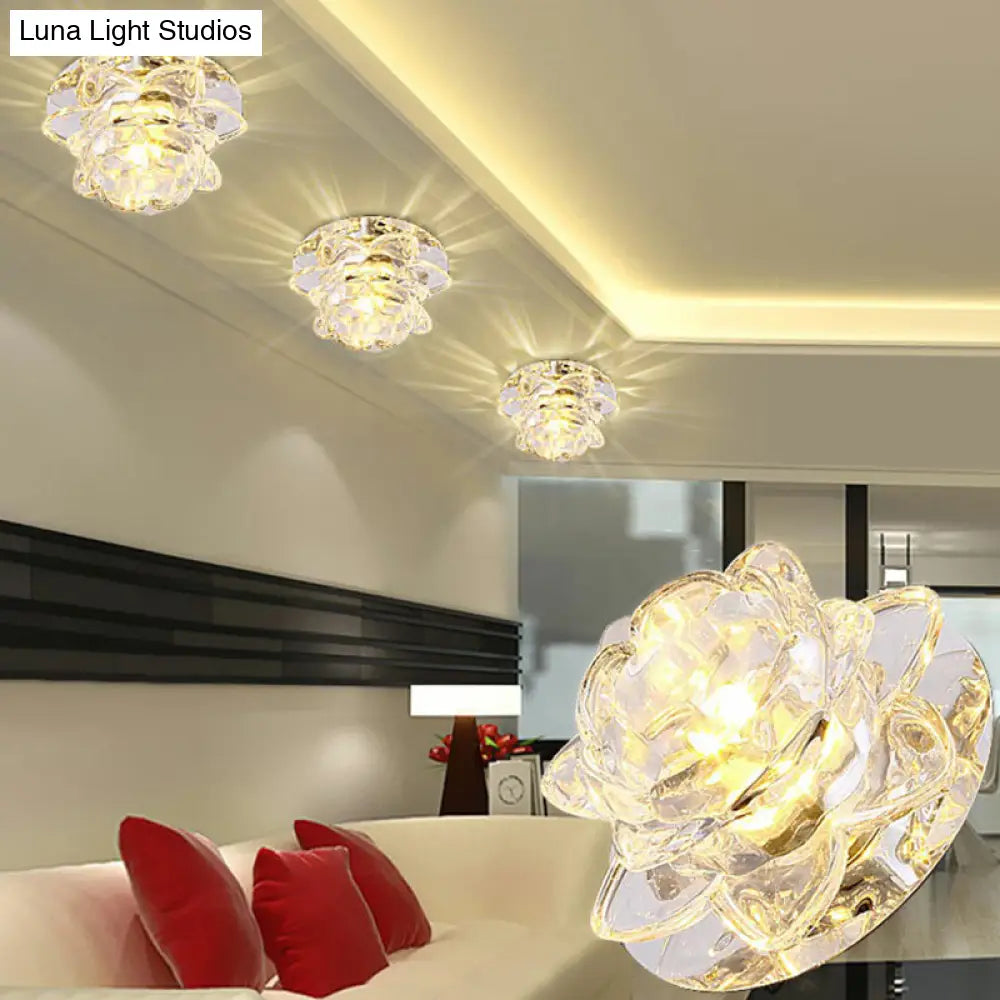 Modern Crystal Clear Led Flushmount Ceiling Light For Living Room