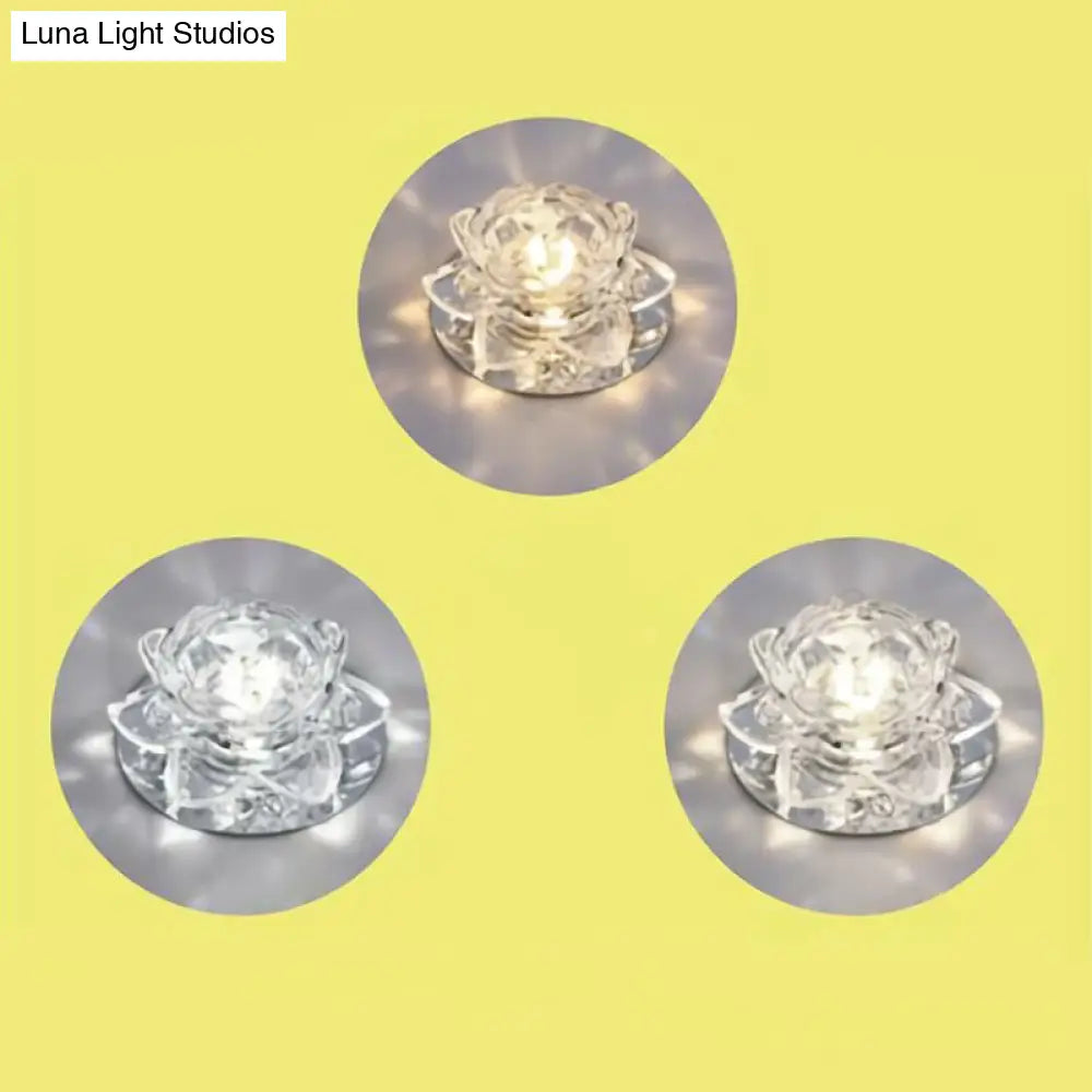 Modern Crystal Clear Led Flushmount Ceiling Light For Living Room / 3W Third Gear