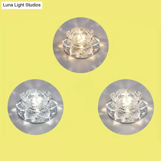 Modern Crystal Clear Led Flushmount Ceiling Light For Living Room / 3W Third Gear