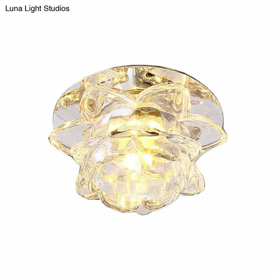 Modern Crystal Clear Led Flushmount Ceiling Light For Living Room