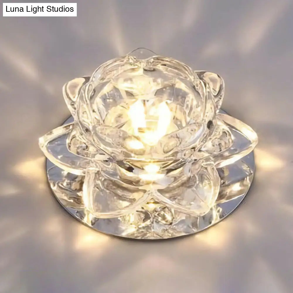 Modern Crystal Clear Led Flushmount Ceiling Light For Living Room / 3W Warm