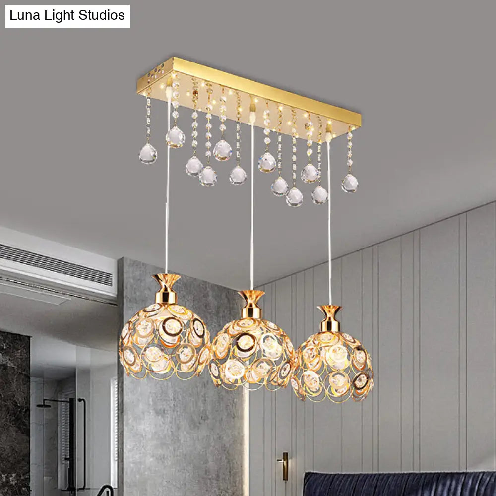 Modern Crystal Cluster Pendant Light With Gold Finish