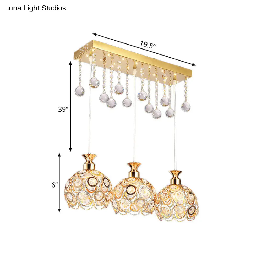 Modern Crystal Cluster Pendant Light With Gold Finish