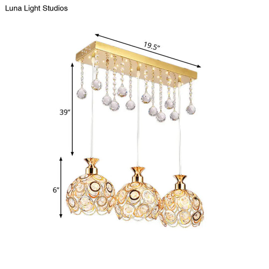 Modern Crystal Cluster Pendant Light With Gold Finish