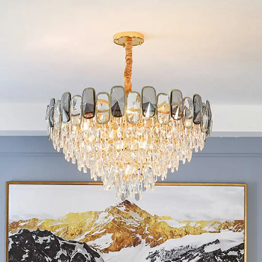 Modern Crystal Cone Chandelier For Clear Living Room Suspension Lighting 12 /