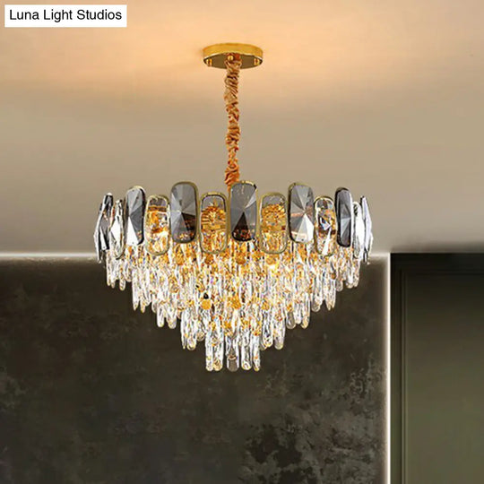 Postmodern Clear Crystal Cone Chandelier - Beveled Cut Suspension Light For Living Room 3 /