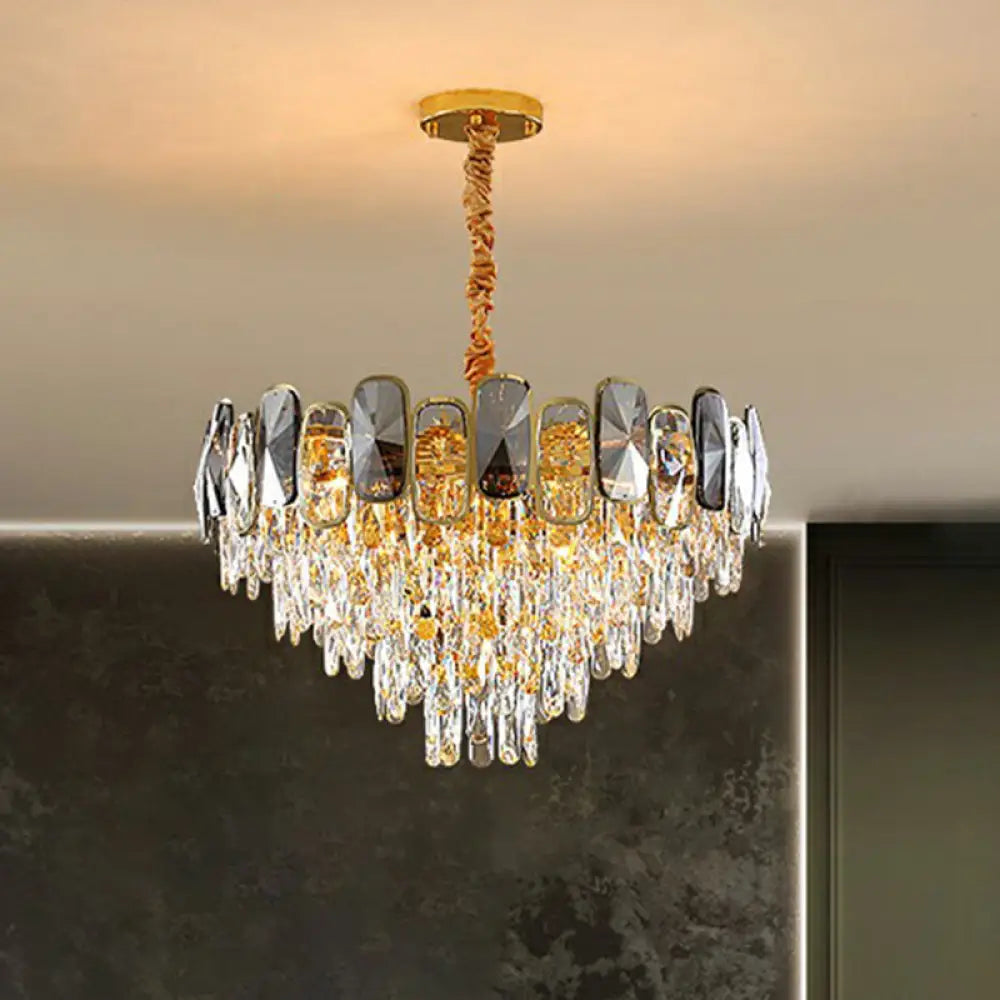 Modern Crystal Cone Chandelier For Clear Living Room Suspension Lighting 3 /