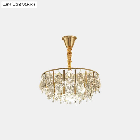 Modern Crystal Conic Chandelier - Gold Pendant Light Kit With Tiered Design 3/4 Lights 16/19.5 Width