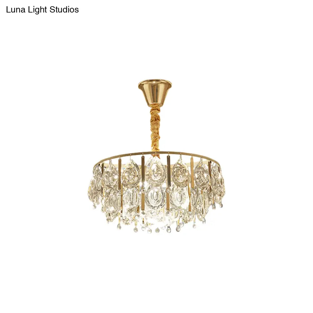 Modern Crystal Conic Chandelier - Gold Pendant Light Kit With Tiered Design 3/4 Lights 16/19.5 Width