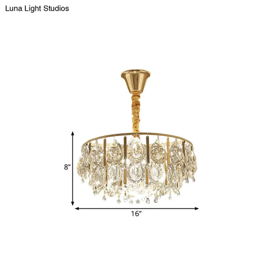 Modern Crystal Conic Chandelier - Gold Pendant Light Kit With Tiered Design 3/4 Lights 16/19.5 Width