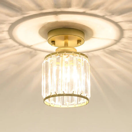 Modern Crystal Cylinder Aisle Ceiling Mount Light Fixture - Close To Lighting Gold