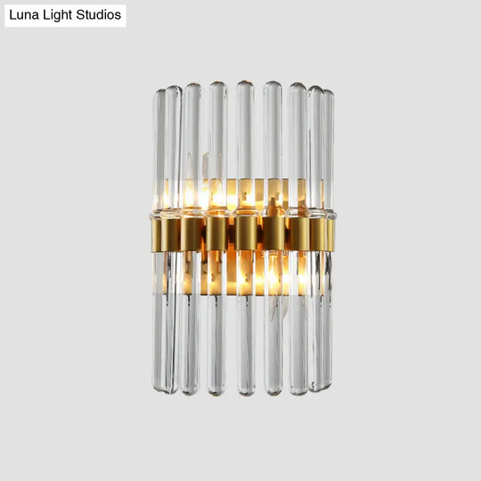 Modern Crystal Cylinder Wall Light With 2 Flush Mount Lights