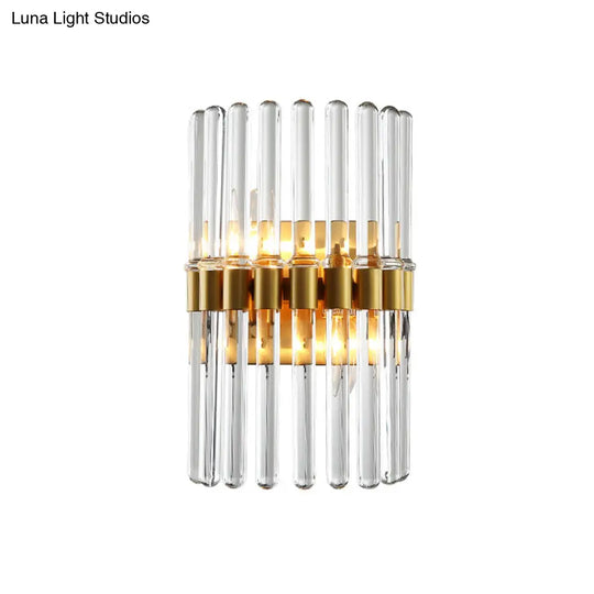 Modern Crystal Cylinder Wall Light With 2 Flush Mount Lights