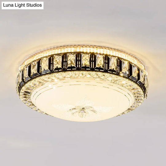 Modern Crystal Dome Led Flush Mount Lamp: Stylish Ceiling Lighting For Bedroom