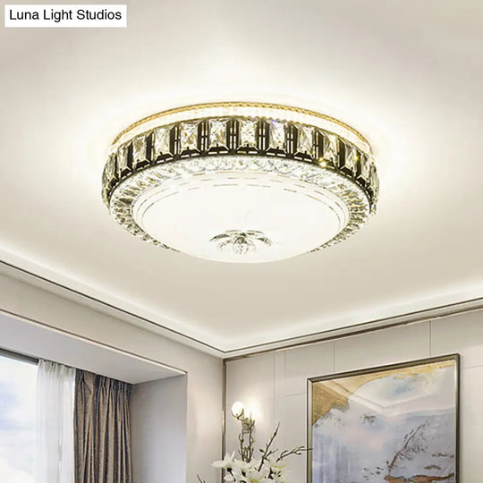 Modern Crystal Dome Led Flush Mount Lamp: Stylish Ceiling Lighting For Bedroom Black