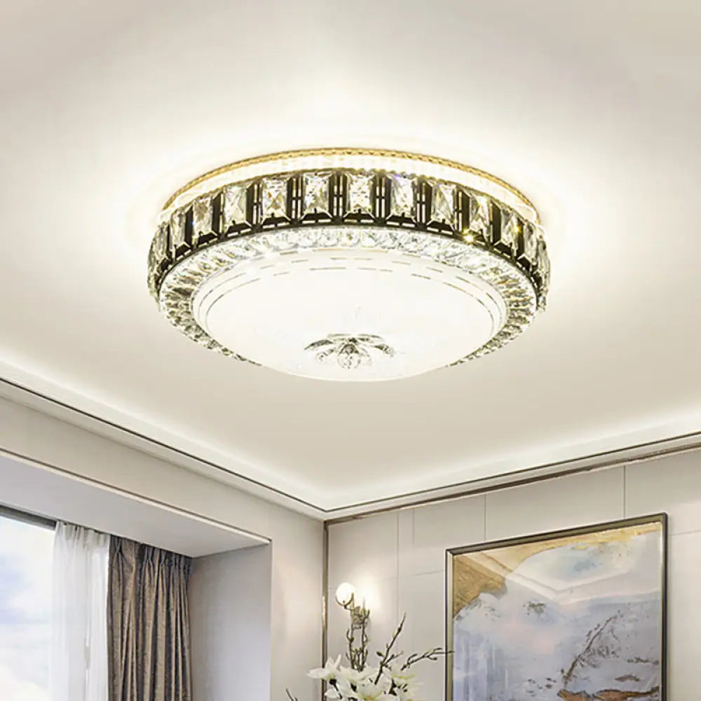 Modern Crystal Dome Led Flush Mount Lamp: Stylish Ceiling Lighting For Bedroom Black