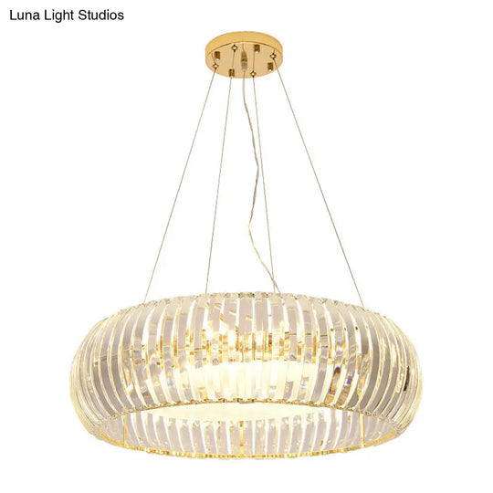 Modern Crystal Donut Chandelier Pendant Light - Gold 6/8 Bulbs Warm/White 21.5’/25.5’ Wide