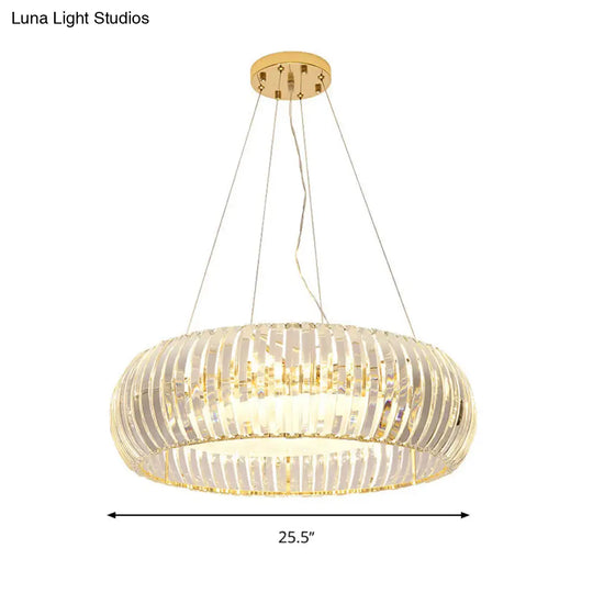 Modern Crystal Donut Chandelier Pendant Light - Gold 6/8 Bulbs Warm/White 21.5’/25.5’ Wide