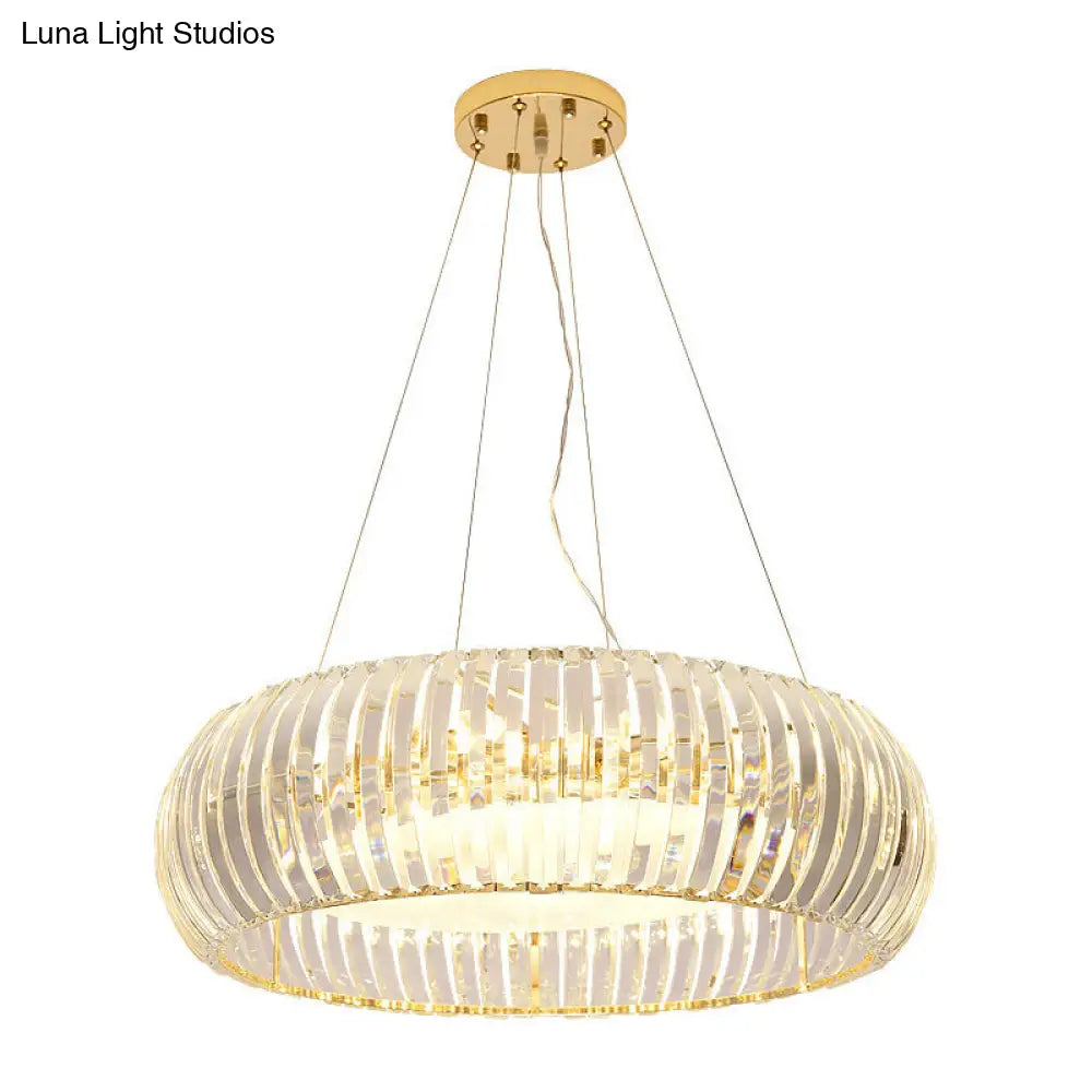 Donut Chandelier Crystal Pendant Light - Modernist Design 6/8 Bulbs Gold Suspension Warm/White