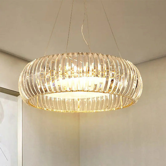 Modern Crystal Donut Chandelier Pendant Light - Gold 6/8 Bulbs Warm/White 21.5’/25.5’ Wide /