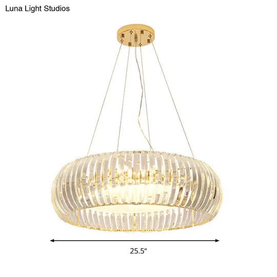 Donut Chandelier Crystal Pendant Light - Modernist Design 6/8 Bulbs Gold Suspension Warm/White