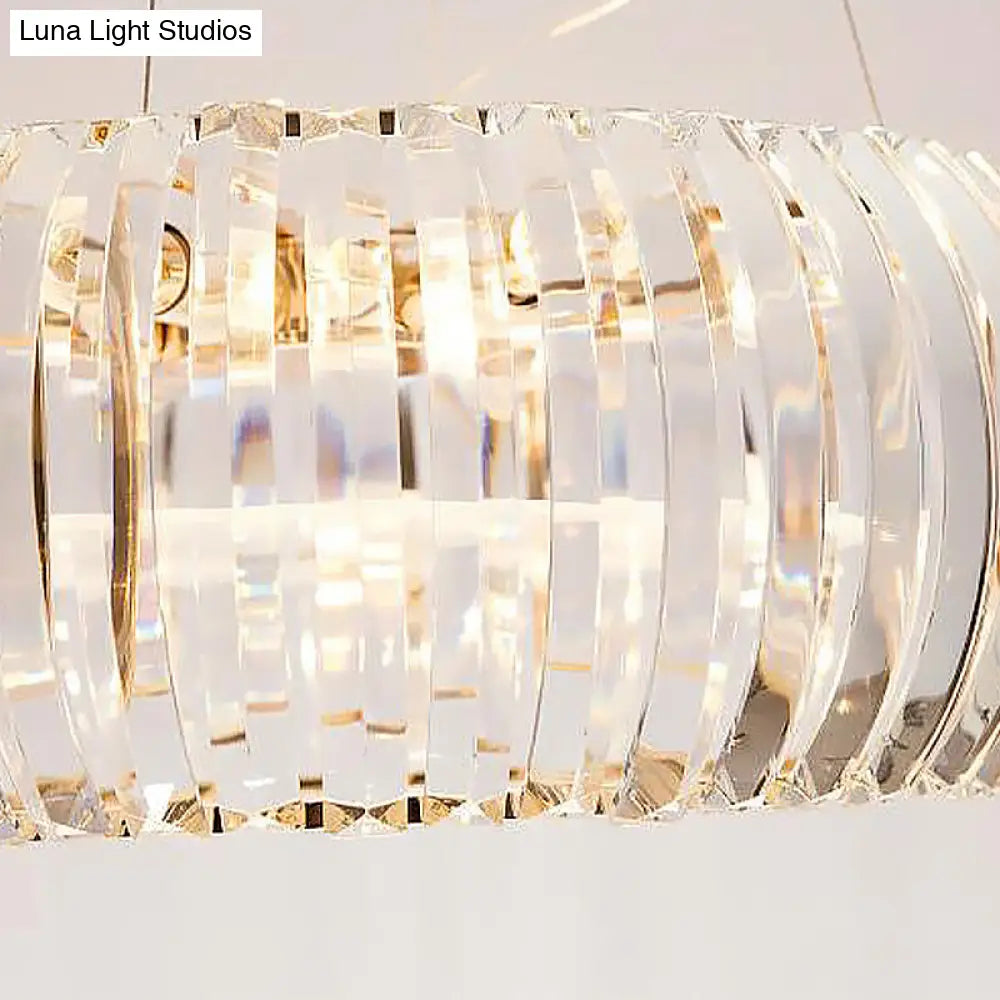 Modern Crystal Donut Chandelier Pendant Light - Gold 6/8 Bulbs Warm/White 21.5’/25.5’ Wide