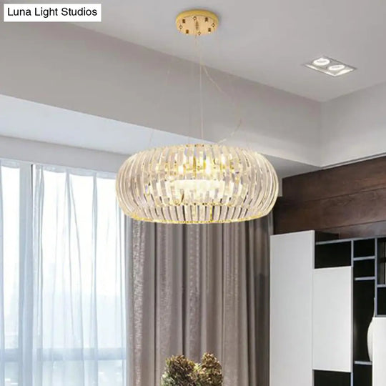 Modern Crystal Donut Chandelier Pendant Light - Gold 6/8 Bulbs Warm/White 21.5’/25.5’ Wide