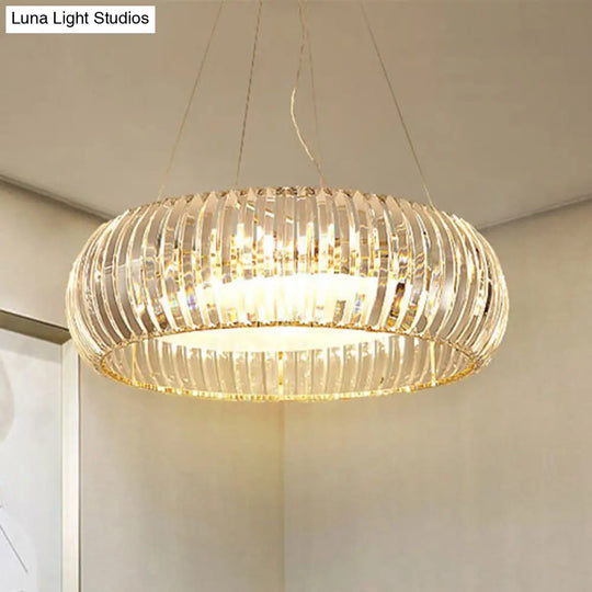 Donut Chandelier Crystal Pendant Light - Modernist Design 6/8 Bulbs Gold Suspension Warm/White