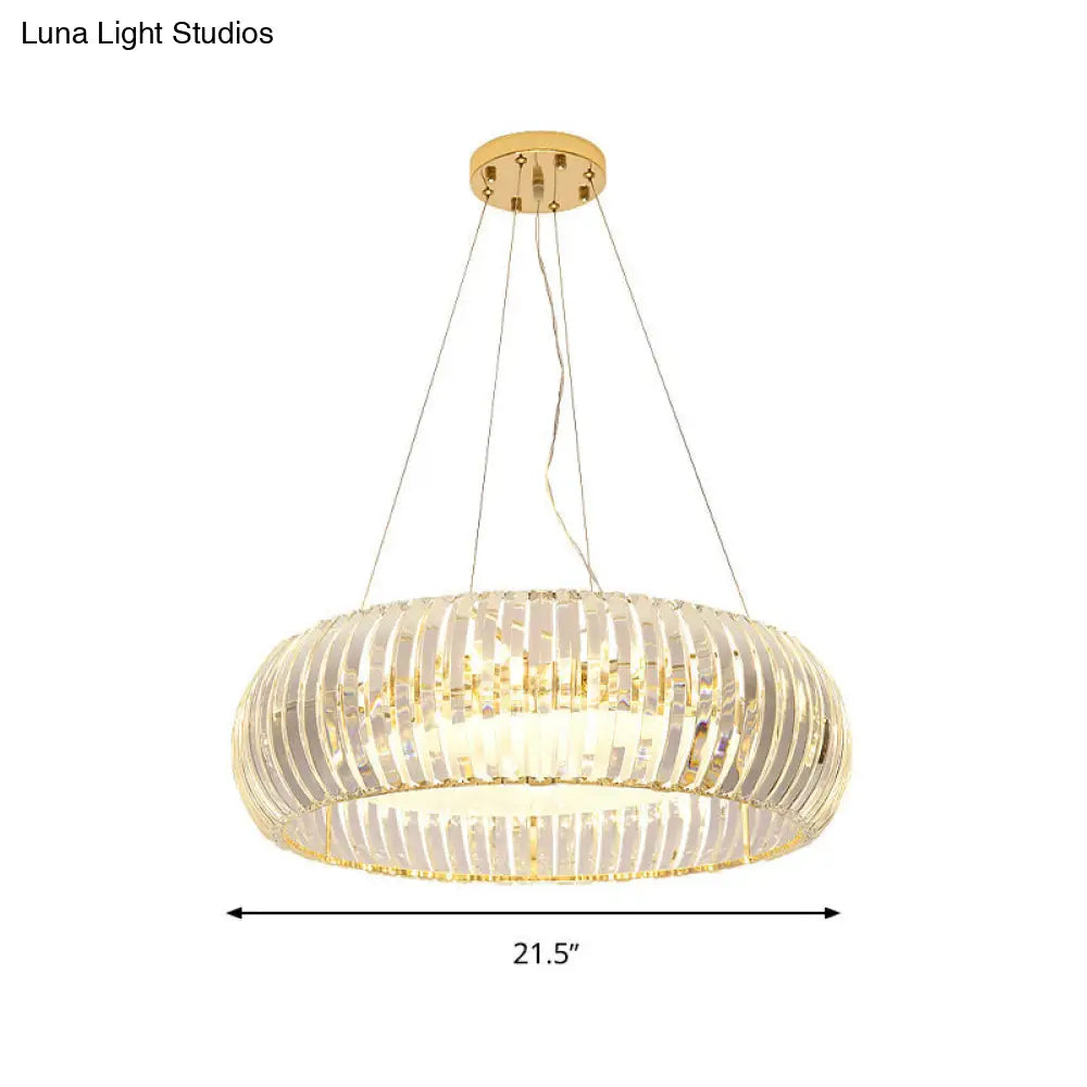 Donut Chandelier Crystal Pendant Light - Modernist Design 6/8 Bulbs Gold Suspension Warm/White