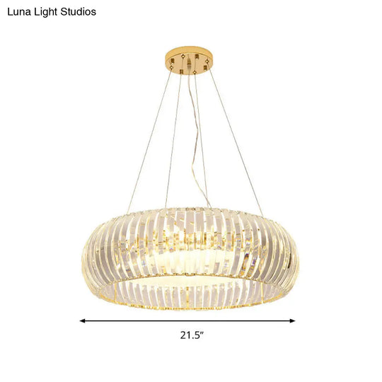 Donut Chandelier Crystal Pendant Light - Modernist Design 6/8 Bulbs Gold Suspension Warm/White