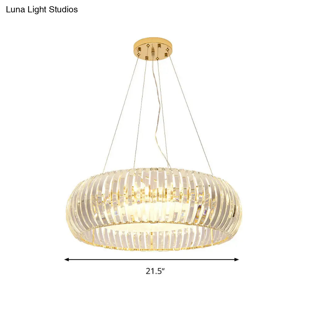 Modern Crystal Donut Chandelier Pendant Light - Gold 6/8 Bulbs Warm/White 21.5’/25.5’ Wide